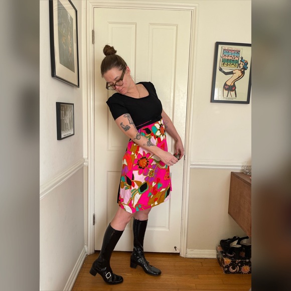 Vintage Dresses & Skirts - 60s Vintage Barkcloth Mini Dress